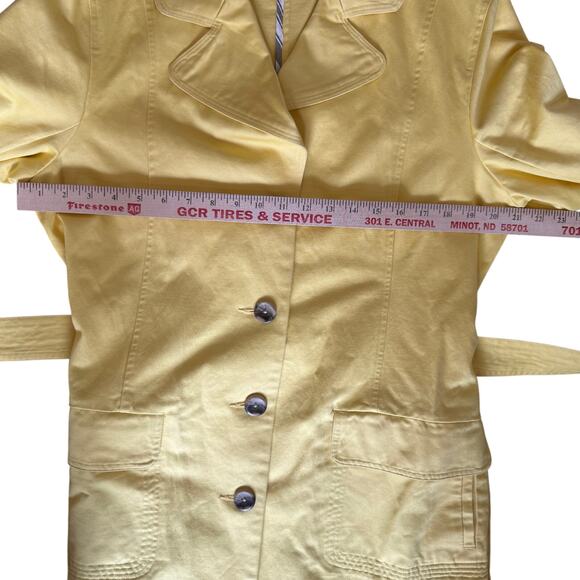 Relativity Trench Coat Large Yellow Rain Jacket Overcoat Classic Belt Pockets - Picture 7 of 9